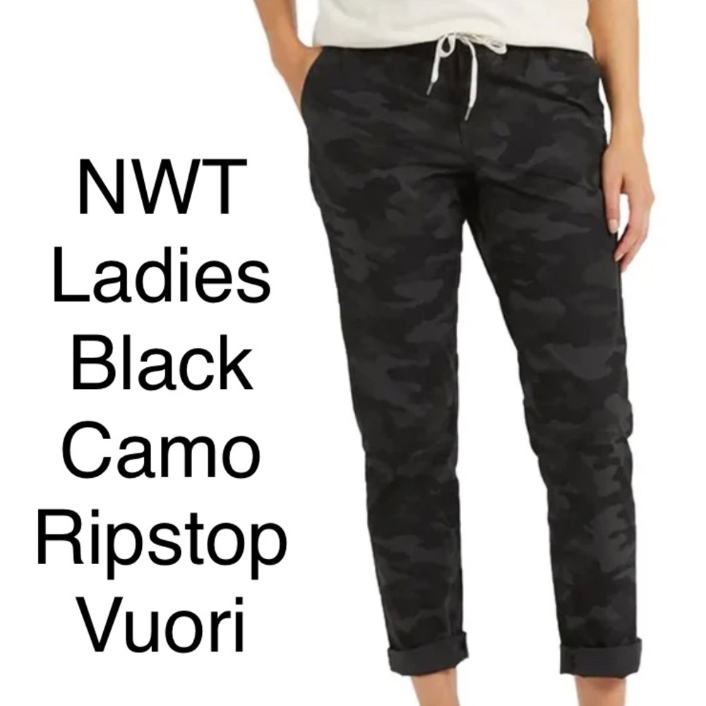 NWT Vuori Ripstop Pants Women’s Large Black Camo